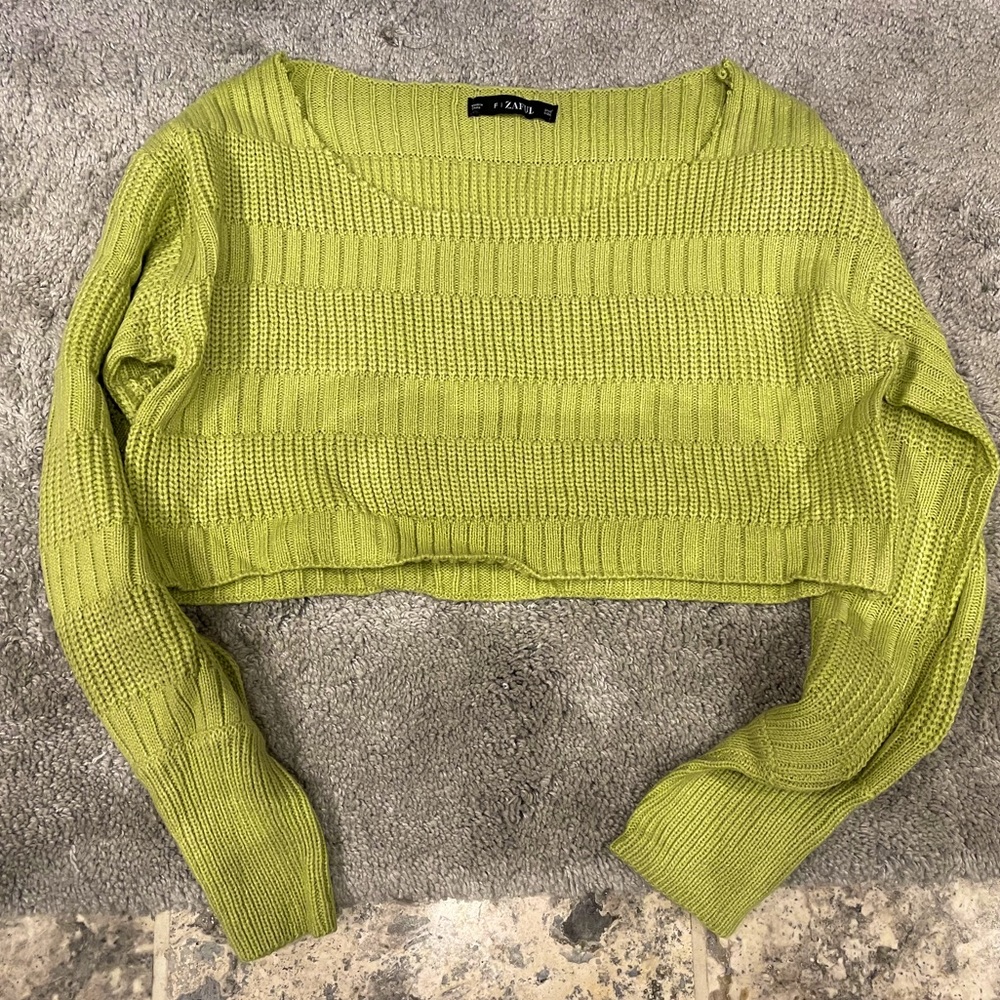 Zaful Green Crop Sweater